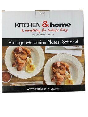 Kitchen & Home Vintage Melamine 9” Plates Set of 4 Indoor Outdoor Use New